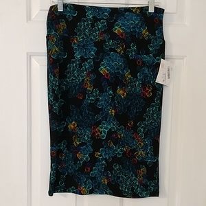 LuLaRoe Cassie skirt M medium black with leaves